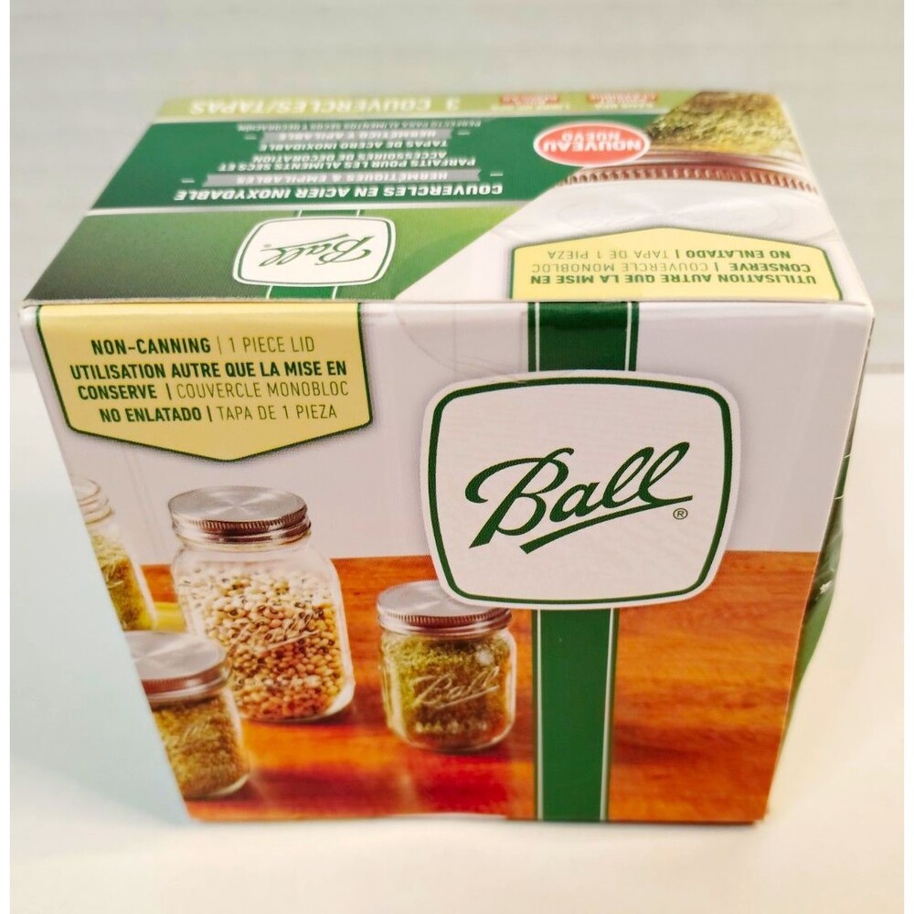 Ball Stainless Steel Regular Mouth Reusable Jar Lids, 3-Pack Non-Canning